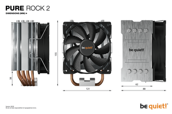 be quiet! Pure Rock 2 Black, BK007, 150W TDP, CPU cooler, elegant black