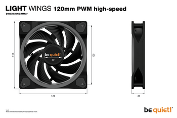 be quiet! Light Wings PWM 120 mm high-speed, Ventilateur de boîtier Noir