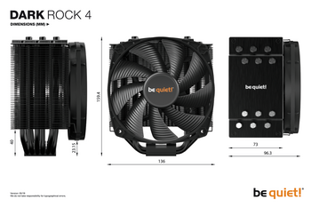 be quiet! Dark Rock Pro 4 250W TDP CPU Cooler, Includes Two Silent Wings  PWM Fans, Intel 1700 1200 2066 1150 1151 1155 2011 Square ILM, AMD4 AMD5, Black