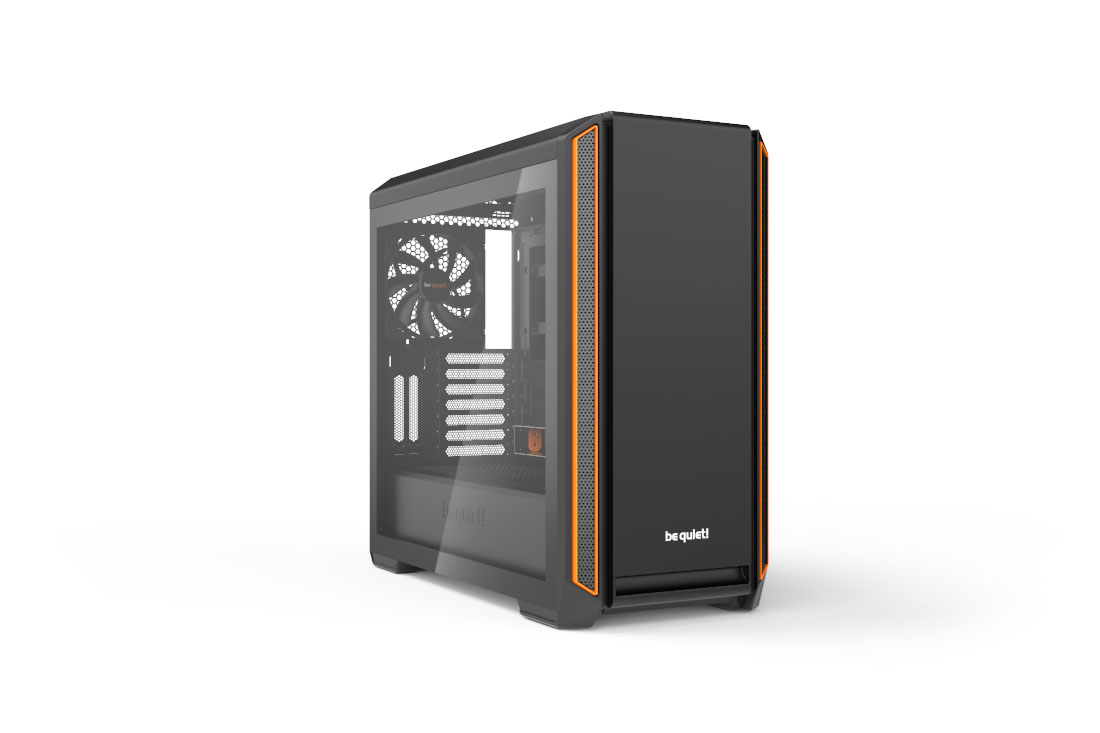 Two 140mm be quiet Silent Base 601 ORANGE Mid-Tower ATX Computer Case WINDOW 